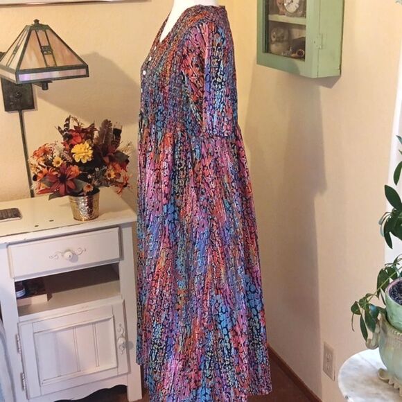 NWT Made With ❤️  Shirred Bodice . Bohemian,   Colorful, Watercolor - Picture 5 of 10